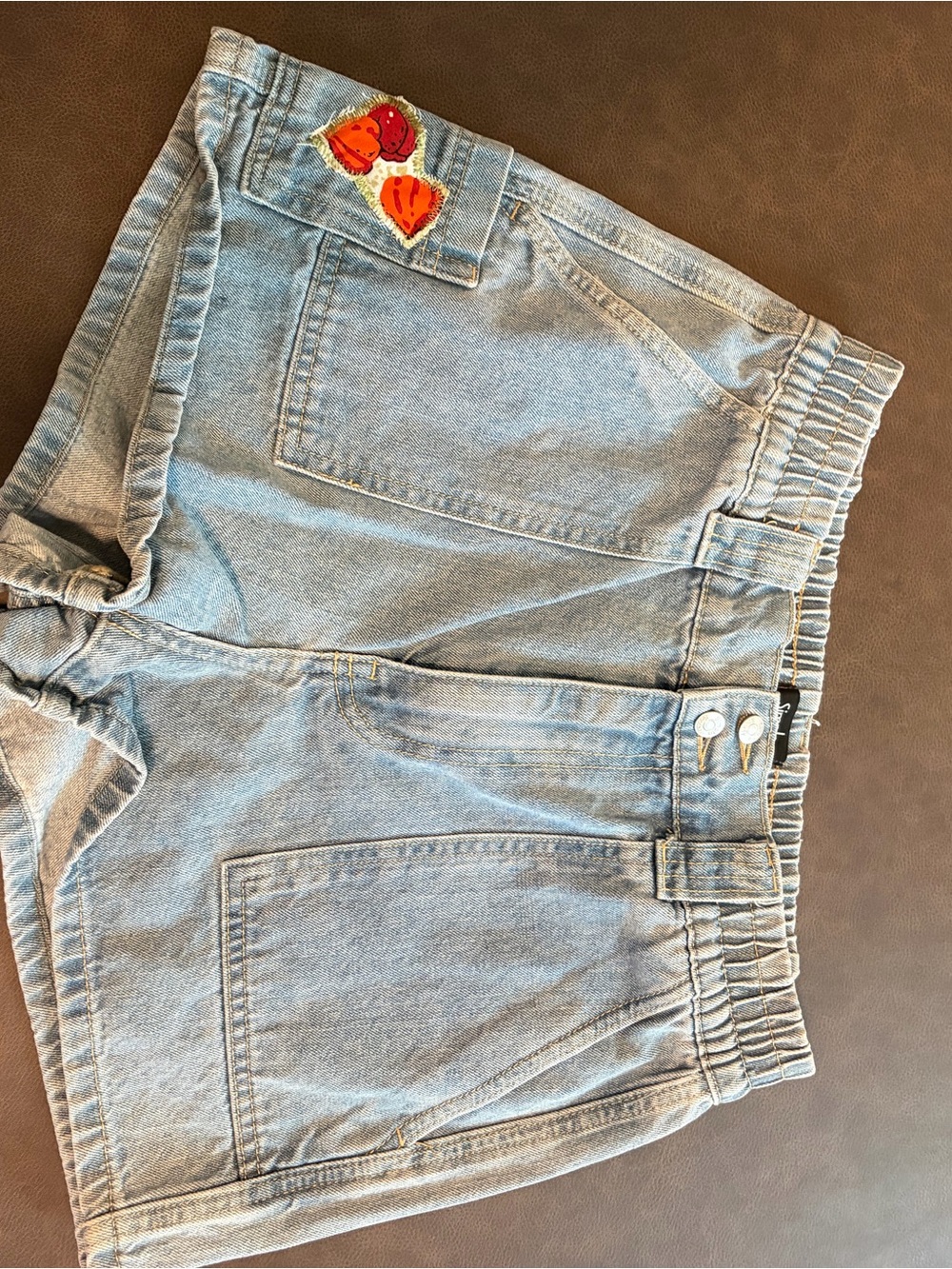 Simple Society Y2K Denim Cargo Shorts Strawberry Patch Size 7
